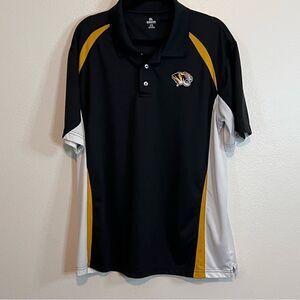 Mizzou Tigers Shirt Size XL Knights Apparel Short Sleeves Black & Gold Polo MU